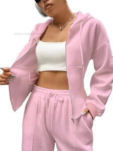 Women's Hooded <b>Cardigan</b> and Pants Casual Sportswear 2-Piece Set Fashion - Product Image 1