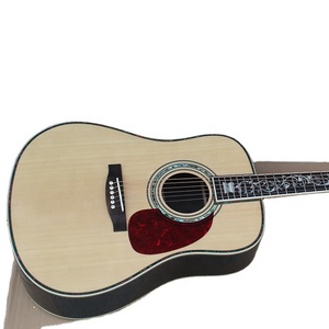 Flyoung Natural Wood Color 41 Inch Acoustic Guitar D45 Model <b>Top</b> Solid Classical Guitar Flower Inlay - Product Image 1