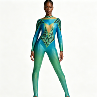 Combinaison intégrale en maille à imprimé écailles de sirène ombrées brillantes, justaucorps de performance sublimé personnalisé pour femmes adultes et équipes de danse