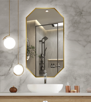 Smart Modern LED Stainless Frame Bathroom Mirror Anti-Fog Dimmable Wall-Mounted Backlit Vanity Mirror with Touch Sensor Switch