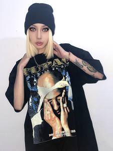 T-Shirt Vintage Stile Americano 2PAC Tupac West Coast, Manica Corta, Vestibilità Ampia, Design Retrò Hip Hop - Product Image 4