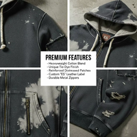 Sweat à capuche zippé intégral vintage surdimensionné pour homme, style streetwear, personnalisé, épais, effet vieilli, brodé, tie-dye, patchwork, direct usine OEM