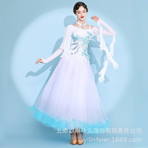 New Design Fashion <strong>Retro</strong> Elegant Women Adult Performance Competition Wear White Ballroom Dance <strong>Dress</strong> - Product Image 5