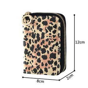 Tarjetero con estampado de leopardo de PU, billetera con cremallera, estuche compacto para tarjetas de identificación para mujer, uso diario - Product Image 4