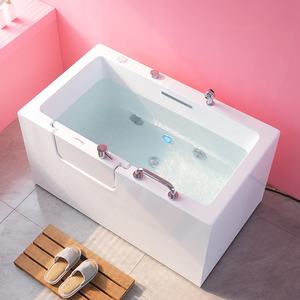 <span class=keywords><strong>Baignoire</strong></span> autoportante compacte <span class=keywords><strong>pour</strong></span> appartement, adaptée aux personnes <span class=keywords><strong>âgée</strong></span>s, sans obstacle, avec fonction massage et accoudoirs - Product Image 1