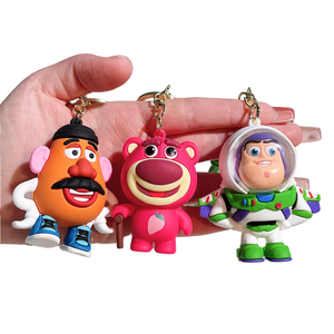 Wholesale Toy Silicone Plush Keychain Cartoon-shaped Buzz Bag Claw Machine Carabiner Assorted Characters Rubber Key Chains