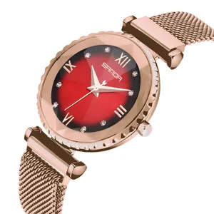 SANDA P1013 amicizia rosso delle donne orologio al quarzo strano Della Cinghia Della Maglia water resist quadranti decorazione Semplice di affari orologio da polso