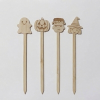 Brochettes en bambou en forme de chauve-souris pour Halloween, certifiées FSC ISO, pics décoratifs pour cocktails, pour les buffets de fêtes