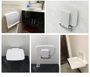 Folding Wall-mounted Modern <b>Plastic</b> Eco-Friendly Shower <b>Stool</b> for Elderly Bathroom Kitchen Dining Living Room & Hotel Use - Product Image 4