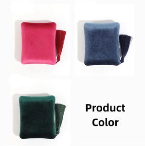 Boîte à bijoux de luxe avec décoration en pompon, petite et exquise, boîte à bijoux de haute qualité, en velours - Product Image 6