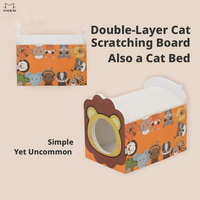 Maison à gratter pour chat double couche, motif dessin animé mignon, écologique, avec coussinets intérieurs remplaçables, en papier de pâte de bois de première qualité certifié FDA, sans colle