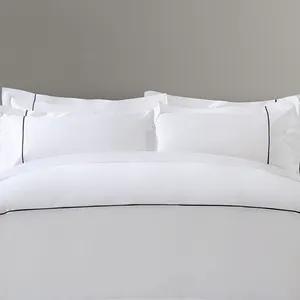 Parure de lit confortable en tissu 100% coton, ensemble de literie de luxe pour hôtel, blanc, housse de couette, drap Queen size