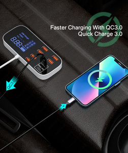 Cargadores de teléfono móvil USB de 8 puertos, 12-24V con pantalla LED, estación de carga para coche, adaptador Hub <span class=keywords><strong>Universal</strong></span> para tableta de teléfono móvil - Product Image 5