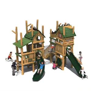 批发高品质塑料木制多功能儿童组合滑梯，用于户外剧场出售
