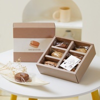 Boîte à gâteaux macarons de luxe, emballage personnalisé, écologique, imperméable et résistant à l'huile, laminage mat, gaufrage, revêtement UV pour les boulangeries