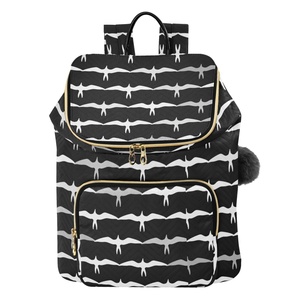 Large Capacity Hawaiian Iwa Birds Design Quilted Polyester Wide-open Sublimation <b>Backpack</b> Women Travel <b>Backpack</b> with Fluffy Ball - Product Image 1