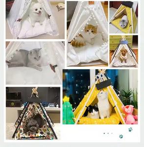 Nuova <span class=keywords><strong>Tenda</strong></span> Portatile per Animali Domestici 2025 in <span class=keywords><strong>Lino</strong></span> Stampato e Legno Ecologico con Pavimento e Letto Rimovibili e Lavabili per Gatti - Product Image 5