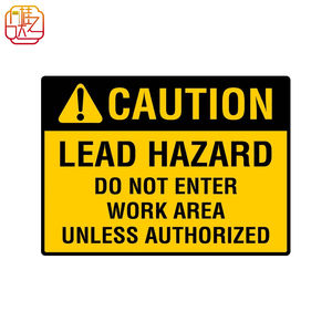 Cartello in Metallo 20x30cm 'Attenzione Pericolo di Piombo Non Entrare nell'Area di Lavoro Senza Autorizzazione' per Man Cave, Esposizione Interna o Esterna - Product Image 1