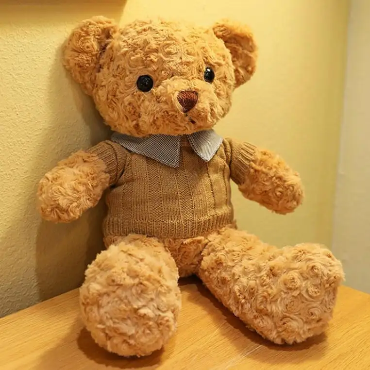 Promosi grosir hadiah perusahaan kustom mainan anak-anak beruang Teddy lembut dengan Sweater