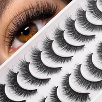 10 paires de faux cils œil de chat en vison synthétique, ailés et allongés, naturels et volumineux, avec bande noire, pour maquillage quotidien M