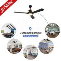 1stshine Ventilateur de Plafond Personnalisé 52 Pouces Noir Télécommande Intelligente Réversible Bldc Moderne Led Plafond Ventilateur Lumière
