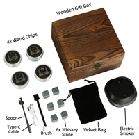 Kit Pengasap Wiski Elektrik Terbaru, Dapat Diisi Ulang via USB-C, Tanpa Api, Dilengkapi 4 Serpihan Kayu dan Batu Wiski