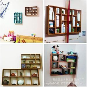 Wooden <b>Wall</b> <b>Display</b> Rack 3 Tier Grid Storage Shelf Freestanding Rectangle Multipurpose Home Decoration - Product Image 5