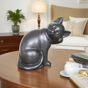 Ornement en résine de <span class=keywords><strong>chat</strong></span> noir de style nordique créatif, statuette d'art animalier artisanale, figurine de chaton mignon, cadeau de pendaison de crémaillère, objet d'artisanat - Product Image 1