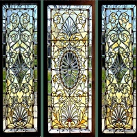 Panel Arqueado de Vidrio Artístico Sólido Personalizado, Estilo Retro con Acabado Pintado para Vestíbulo, Baño o Ventana