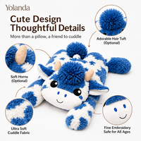 Peluche populaire et très vendue, adorable et personnalisée, en forme de vache ou de mouton, avec des billes de verre respirantes bleues, pour apaiser le sommeil des bébés