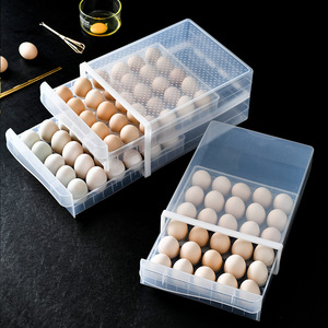 Kitchen Plastic Transparent Egg Storage Box Container Refrigerator 30/60 Grid Double Layer Drawer Egg Tray Organizer