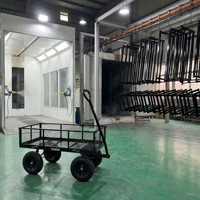 Chariot utilitaire pliable à 4 roues en acier argenté FY avec poignée en D pour usage extérieur, garantie OEM d'un an