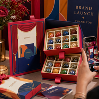 Boîte cadeau en chocolat sur mesure à deux étages, boîte en papier rigide imprimée en couleur, emballage de luxe pour confiserie