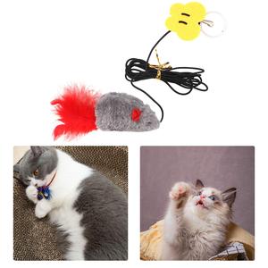 Giocattoli interattivi eco-friendly per animali domestici porta appeso in tessuto Mouse e gatto giocattolo con suono per gatti interni di colore grigio - Product Image 1