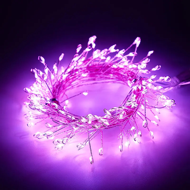 LED bakır tel renk ışık dize su geçirmez erkek dişi konnektör 6m 200LED kapalı düşük voltajlı dekoratif dize