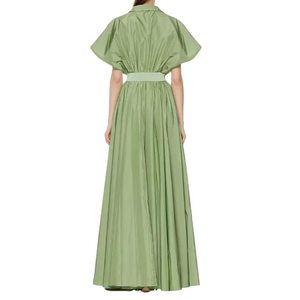 Vestido de fiesta elegante para chicas con cintura alta personalizada y cinturón extraíble, vestido sexy con cuello en V profundo y cómodo, cierre frontal con botones, vestido verde. - Product Image 3