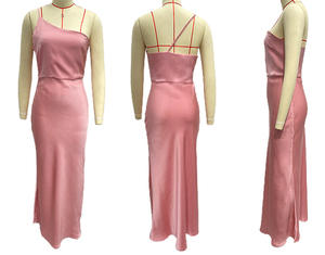 Elegante <span class=keywords><strong>Abito</strong></span> <span class=keywords><strong>Monospalla</strong></span> Senza Maniche per Donna, Vestito da Damigella <span class=keywords><strong>Verde</strong></span> Oliva per Feste Nuziali - Product Image 4