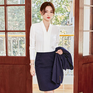 Chemise professionnelle formelle pour femmes, style occidental, polyester/coton, manches longues, pour les entretiens des fonctionnaires - Product Image 1