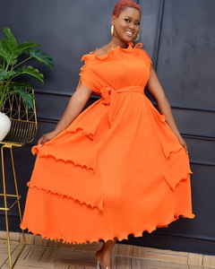 Vestido de Fiesta Plisado de Verano, Estilo Dubai, Color Sólido, Holgado, Elegante, <span class=keywords><strong>Talla</strong></span> Grande para Mujeres con Curvas - Product Image 4