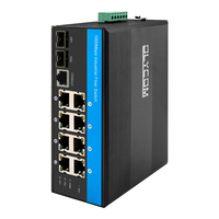 Switch PoE industriel géré à fibre optique 2x1000M SFP+ 8x10/100/1000M RJ45 802.1Q VLAN QoS IGMP G.8032 ERPS SNMP Montage sur rail DIN IP40 -40~75 ° C