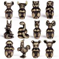 YS Mini Patung Hewan Zodiak Cina dari Kuningan, Dekorasi Ornamen, Tempat Dupa, Hiasan Meja Kantor Rumah, Hadiah Lucu