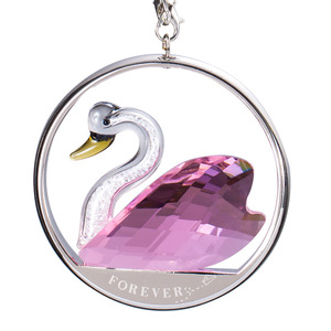 Eco-Friendly Carved Crystal Swan <b>Car</b> Hanging <b>Ornament</b> Multi-Color 65mm Brilliant Christmas & Wedding Gift Decoration - Product Image 1