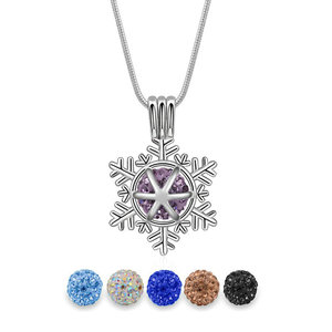 Regalo di natale Fiocco di Neve In <span class=keywords><strong>Argento</strong></span> Placcato Sfera Di Cristallo Piccola Gabbia del Fiocco di Neve Del Pendente Della <span class=keywords><strong>Collana</strong></span> - Product Image 1
