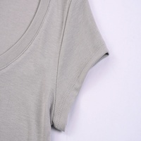 T-shirt en coton crocheté à col rond pour femme, coupe ajustée, manches courtes, extensible, sans repassage, décontracté pour le quotidien