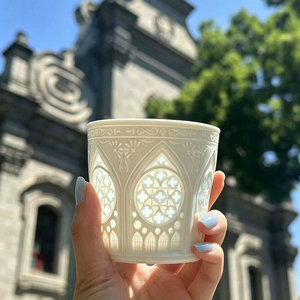แก้วเซรามิกทำมือลายฉลุ แก้วกาแฟลายเงาแสงโบสถ์ แก้วมัคสวยงาม ของขวัญสุดพิเศษสำหรับเพื่อนและครอบครัว - Product Image 6