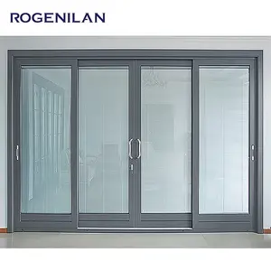 Villa Door And Window Thermal Break Residential Aluminium Sliding Balcony Door With blinds between glass