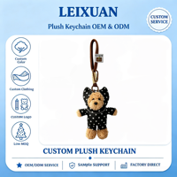 Porte-clés en peluche personnalisé en forme d'ours en peluche doux, motif à pois, avec capuche, breloque de sac, jouet en peluche, porte-clés animal pour décoration de sac à dos