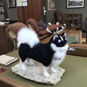 Alaska realistico soffice cane Husky 5 pollici fatto a mano in miniatura modello realistico animale peluche PP cotone decorativo da scrivania giocattoli - Product Image 4