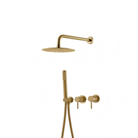 Nouvel ensemble de douche mural moderne en laiton à poignée unique avec thermostat et jets de pluie, système de douche de luxe pour salle de bain et hôtel