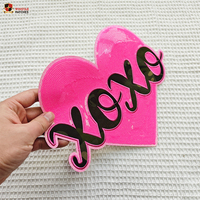 Patchs Cœur Personnalisés Thermocollants Saint-Valentin Rose XOXO Broderie Pailletée Grande Taille pour Vêtements T-shirts Sweats à Capuche Vestes Chapeaux Denim